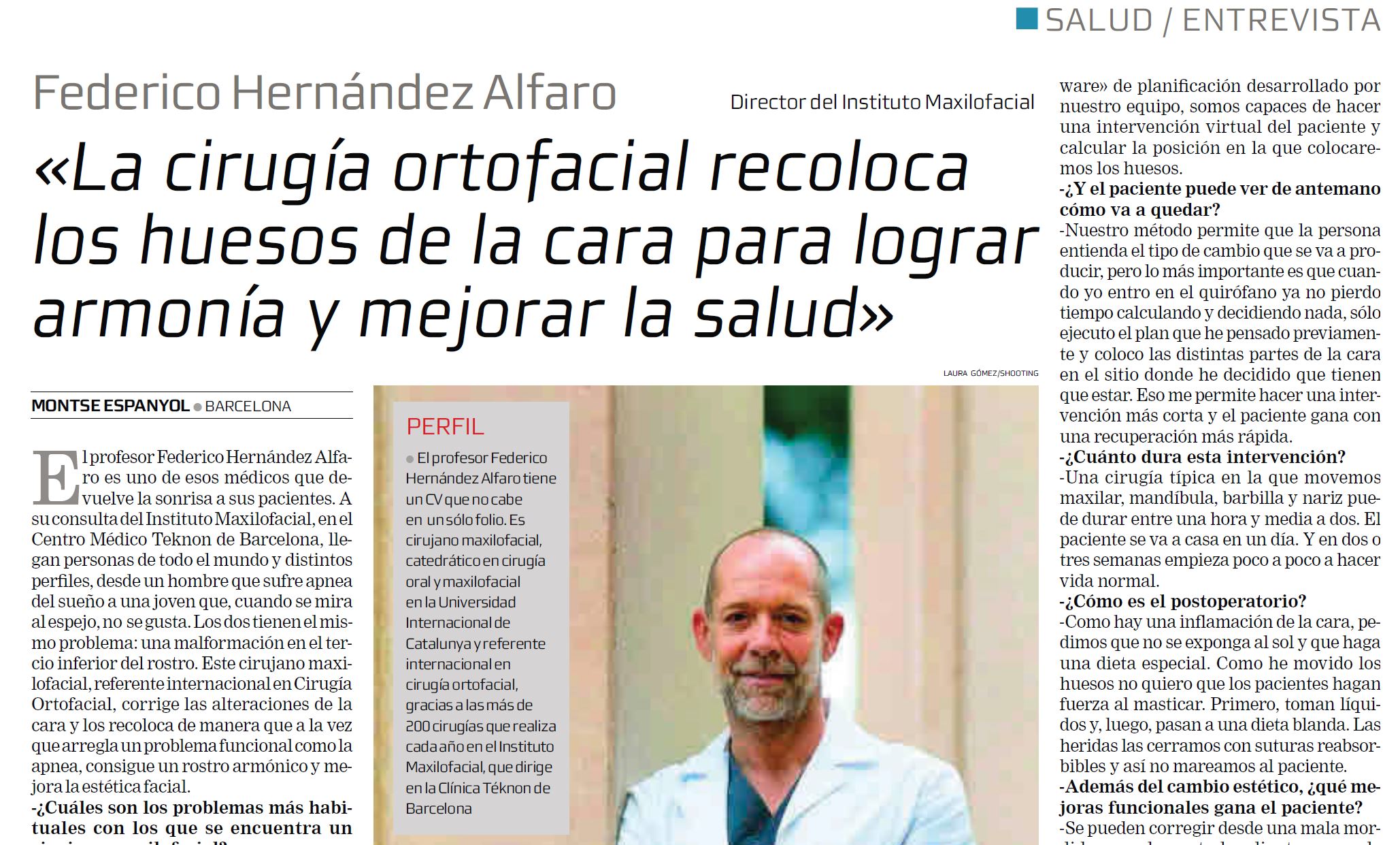 Entrevista al Doctor Hernández Alfaro en La Razón - Instituto Maxilofacial